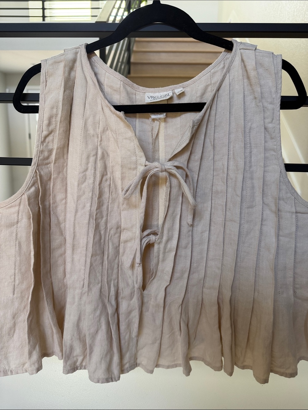 VRG GRL VALERIA LINEN TOP OATMEAL